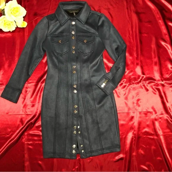 White House Black Market (WHBM) Long Sleeve Faux Suede Shacket Dress - Picture 7 of 12